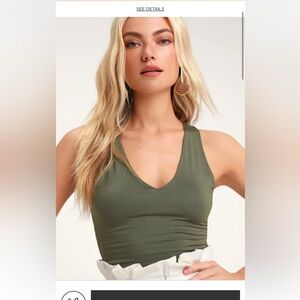 Lulus Feel Like Dancing Olive Green Crop Top